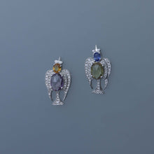 Load image into Gallery viewer, Sparrow Wing Mismatched Rose Cut Sapphire Earrings
