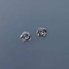 Load image into Gallery viewer, Rose Petal Pave Earrings in White Gold
