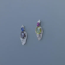 Load image into Gallery viewer, Sparrow Narrow Mismatched Rose Cut Sapphire Earrings

