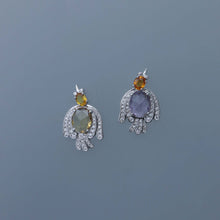 Load image into Gallery viewer, Sparrow Wide Mismatched Rose Cut Sapphire Earrings
