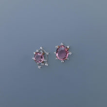 Load image into Gallery viewer, Mismatched Pink Tourmaline Satellite Swirl Earrings
