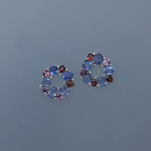 Load image into Gallery viewer, Ceylon Sapphire and Spinel Wreath Earrings
