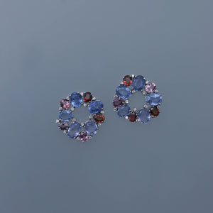 Ceylon Sapphire and Spinel Wreath Earrings