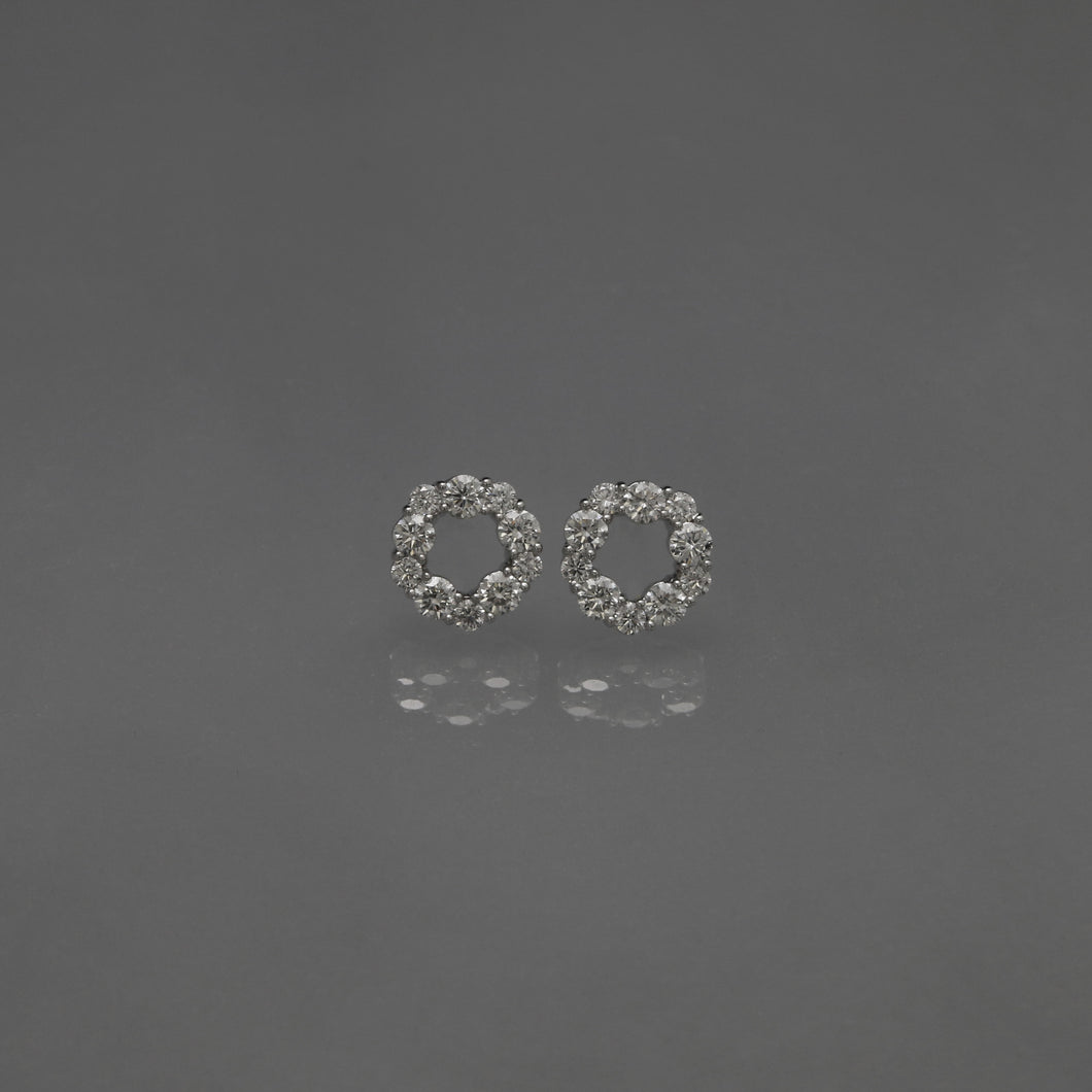Diamond Wreath Earrings in White Gold