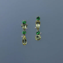 Load image into Gallery viewer, Mismatched Yellow Beryl and Tsavorite Drop Earrings
