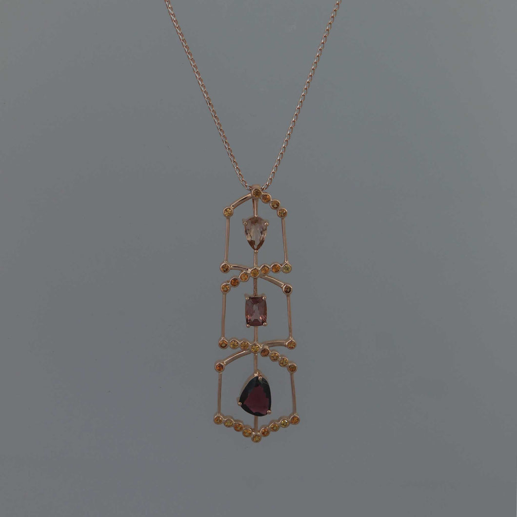 Pink Ombre Pendant in Rose Gold Frames