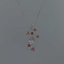 Load image into Gallery viewer, Kunzite and Pink Sapphire Branch Necklace in White Gold
