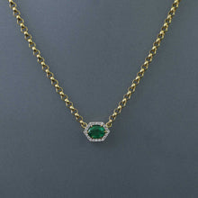 Load image into Gallery viewer, Hex Zambian Emerald and Diamond Rolo Necklace
