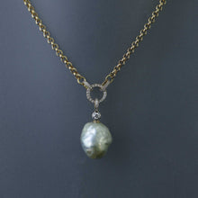 Load image into Gallery viewer, Baroque South Sea Pearl Drop Necklace with Diamond Pave Links
