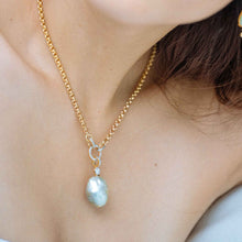 Load image into Gallery viewer, Baroque South Sea Pearl Drop Necklace with Diamond Pave Links
