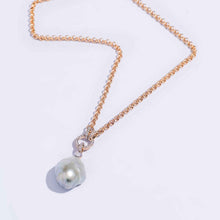 Load image into Gallery viewer, Baroque South Sea Pearl Drop Necklace with Diamond Pave Links
