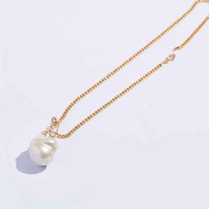 Baroque South Sea Pearl and Bezel Set Diamonds Necklace