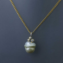 Load image into Gallery viewer, Baroque South Sea Pearl and Bezel Set Diamonds Necklace
