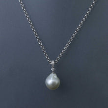 Load image into Gallery viewer, Baroque South Sea Pearl Chain Necklace with Pave Diamonds
