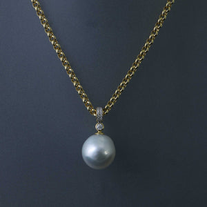 Baroque South Sea Pearl Drop Rolo Necklace in Yellow Gold