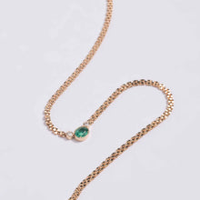 Load image into Gallery viewer, Bezel Set Zambian Emerald and Diamond Chain Necklace
