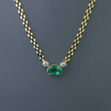 Load image into Gallery viewer, Bezel Set Zambian Emerald and Diamond Chain Necklace
