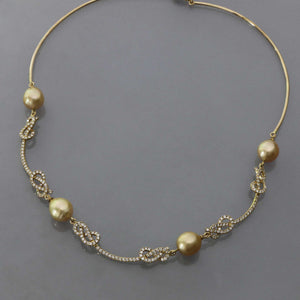 Golden South Sea Pearl Knot Pave Collar