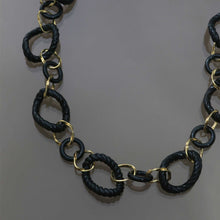 Load image into Gallery viewer, Carved Onyx and Twisted Gold Link Necklace
