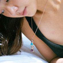 Load image into Gallery viewer, Persian Turquoise, White Topaz and Amethyst Drop Pendant
