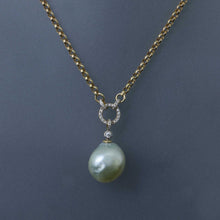 Load image into Gallery viewer, Baroque South Sea Pearl Necklace with Diamond Pave Links
