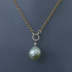 Baroque South Sea Pearl Necklace with Diamond Pave Links