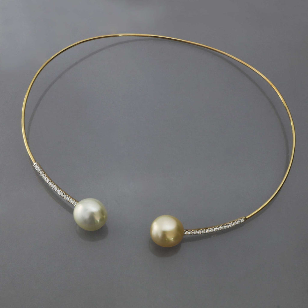 White and Champagne South Sea Pearl Gold Collar