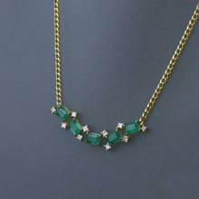 Load image into Gallery viewer, Zambian Emerald and Princess Cut Diamonds Fragment Necklace
