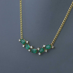 Zambian Emerald and Princess Cut Diamonds Fragment Necklace