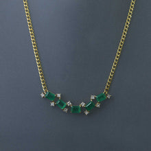 Load image into Gallery viewer, Zambian Emerald and Princess Cut Diamonds Fragment Necklace
