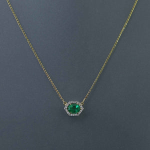 Hex Zambian Emerald Pendant with Foxtail Chain