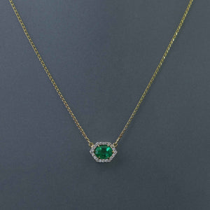 Hex Zambian Emerald Pendant with Foxtail Chain