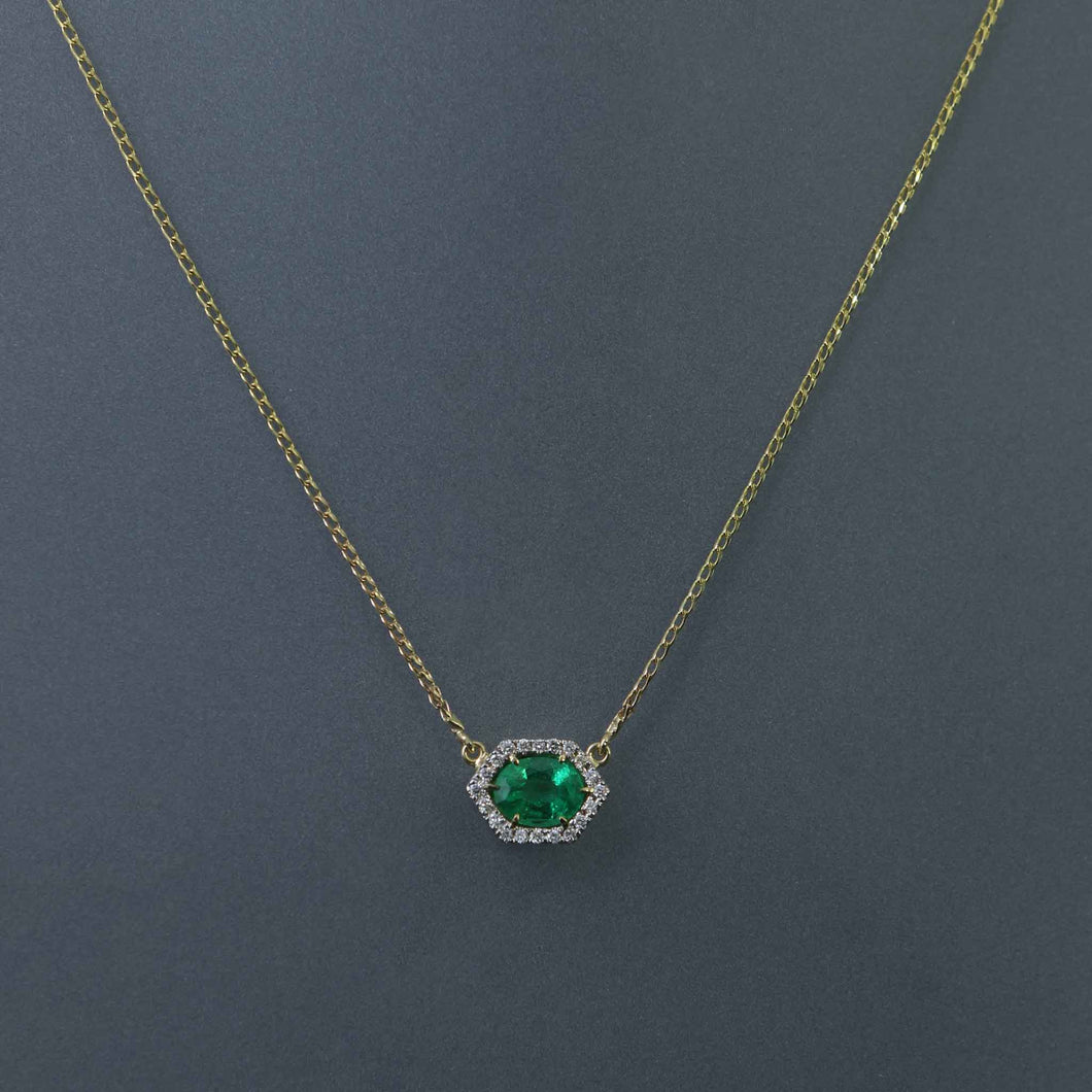 Hex Zambian Emerald Pendant with Foxtail Chain