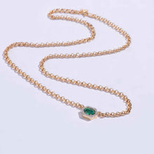 Load image into Gallery viewer, Hex Zambian Emerald and Diamond Rolo Necklace
