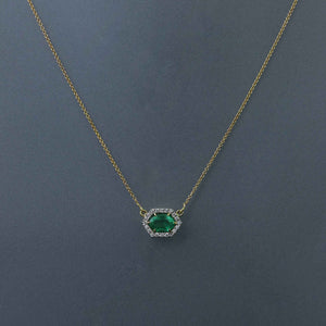 Hex Zambian Emerald Pendant with Diamonds