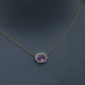 Hex Pink Sapphire Pendant with Diamonds