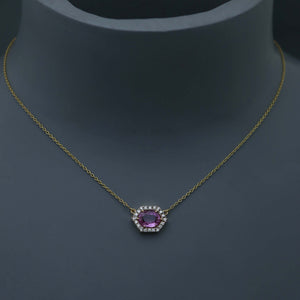 Hex Pink Sapphire Pendant with Diamonds