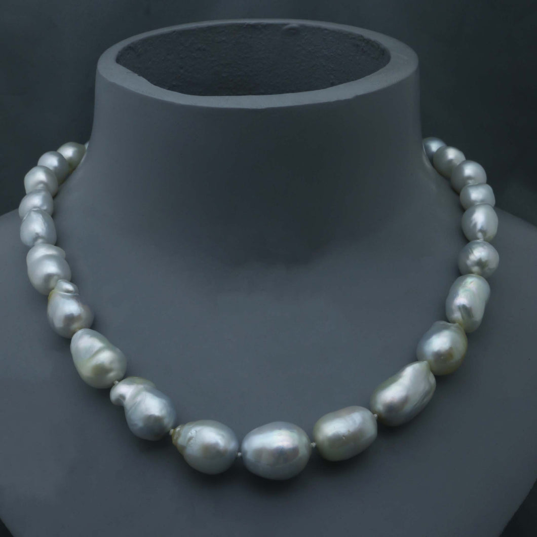 Baroque White South Sea Pearl Strand 11 to 15.4mm