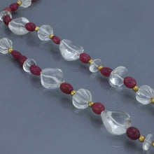 Load image into Gallery viewer, Rock Crystal and Rubellite Bead Necklace with 22k Gold Spheres
