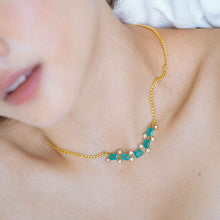 Load image into Gallery viewer, Zambian Emerald and Princess Cut Diamonds Fragment Necklace
