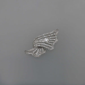 Art Deco Ribbon Wave Diamond Pave Brooch