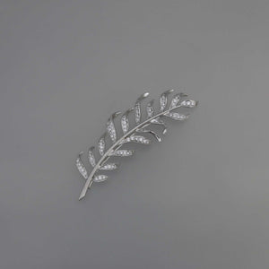 Art Deco Wheat Leaf Diamond Pave Brooch