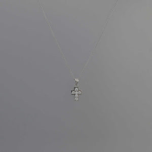 Petite Prong Set Diamond Cross with Border