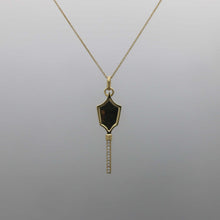 Load image into Gallery viewer, Deco Mirror Key Pendant with Diamond Pave in Yellow Gold

