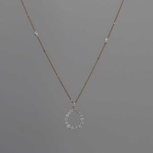 Diamond Twist Drop Necklace in White and Rose Gold