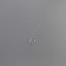 Load image into Gallery viewer, Key Pendant with Pave Scallop Detail in White Gold
