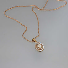 Load image into Gallery viewer, Double Layer Pear Pave Pendant with Oval Brilliant Center Stone in Rose Gold
