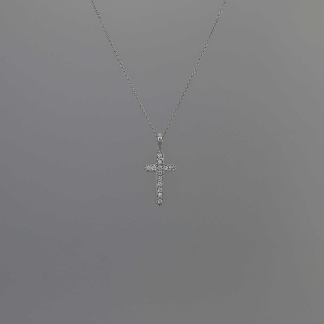 Diamond Pave Cross Pendant in White Gold