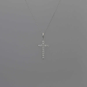 Diamond Pave Cross Pendant in White Gold