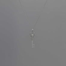 Load image into Gallery viewer, Diamond Solitaire Scalloped Key Pendant in White Gold
